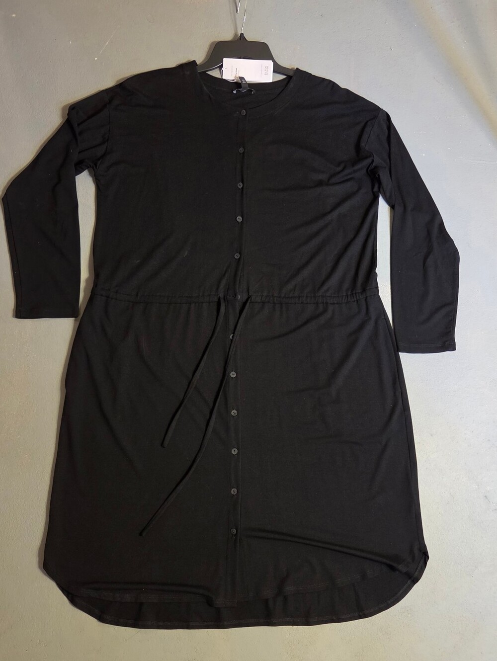 Eileen Fisher Viscose Spandex Womens Size XL Black Button Front Dress NWT $208